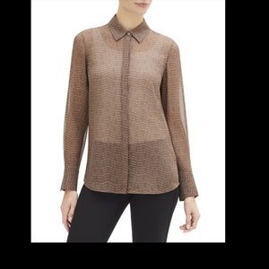 Lafayette 148 New York Scottie Connective Dots Print Silk Blouse